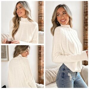 NWT Cupshe Ivory Gigot Sleeve Sweater M